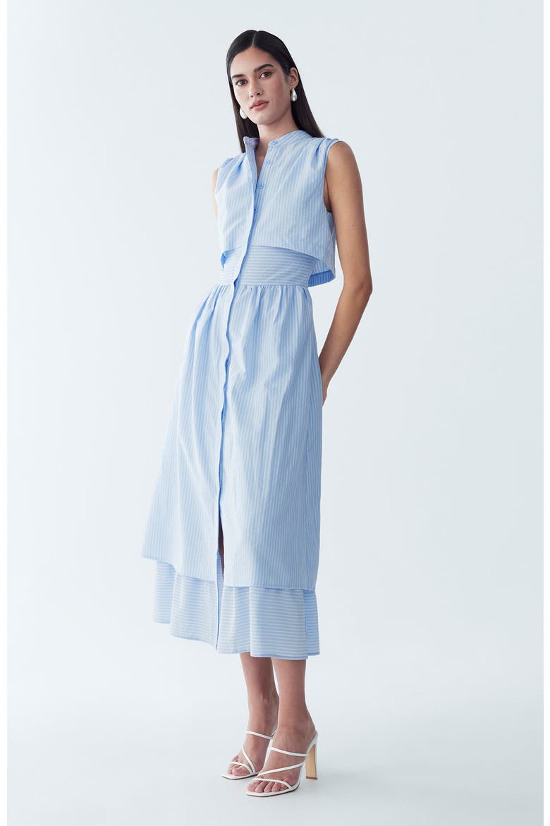 Fallyn Midi Dress, Alternate, color, Sky Blue - Wht