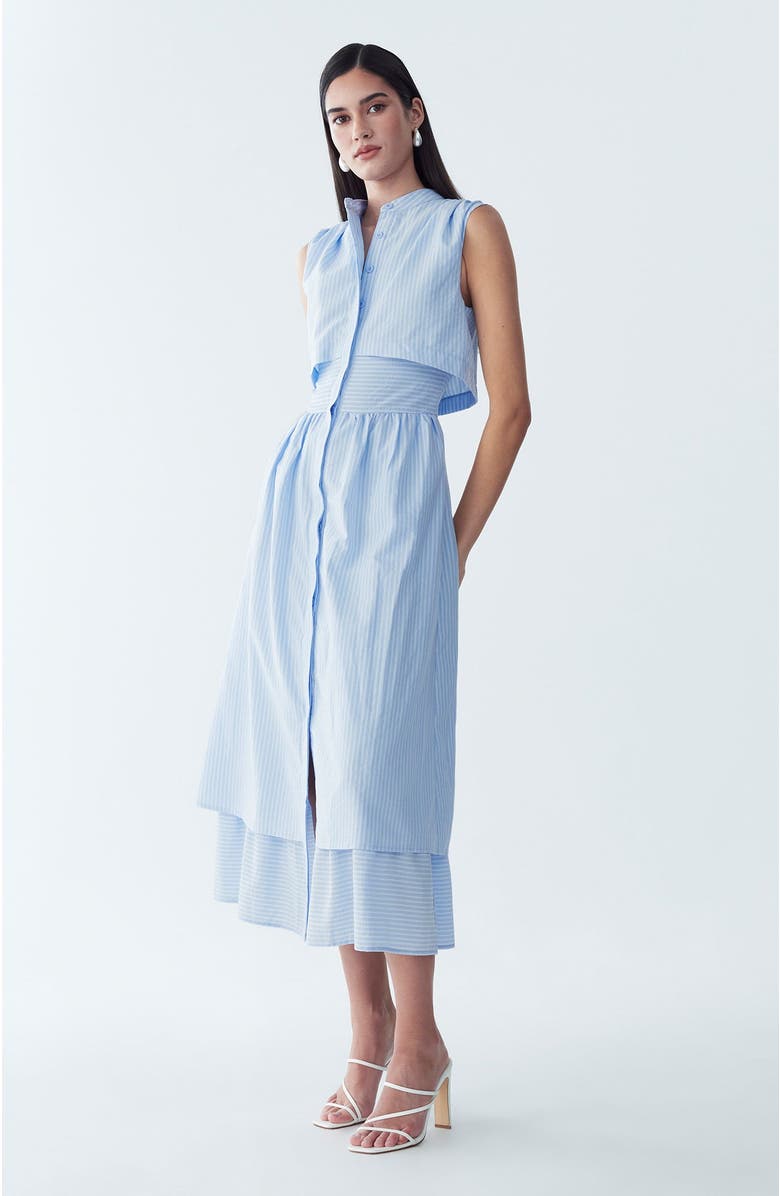 WILLA Fallyn Midi Dress, Alternate, color, Sky Blue - Wht