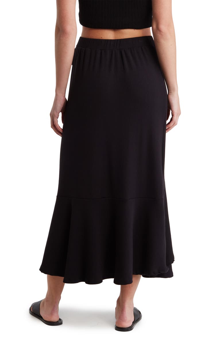 GO COUTURE Faux Wrap Midi Skirt, Alternate, color, Black