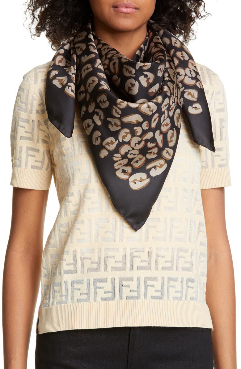 Fendi FF Splash Silk Scarf, Alternate, color,