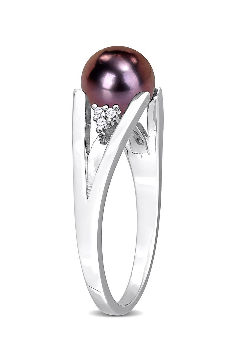 DELMAR Cultured Freshwater Pearl & Diamond Ring - 0.04ct., Alternate, color, 
