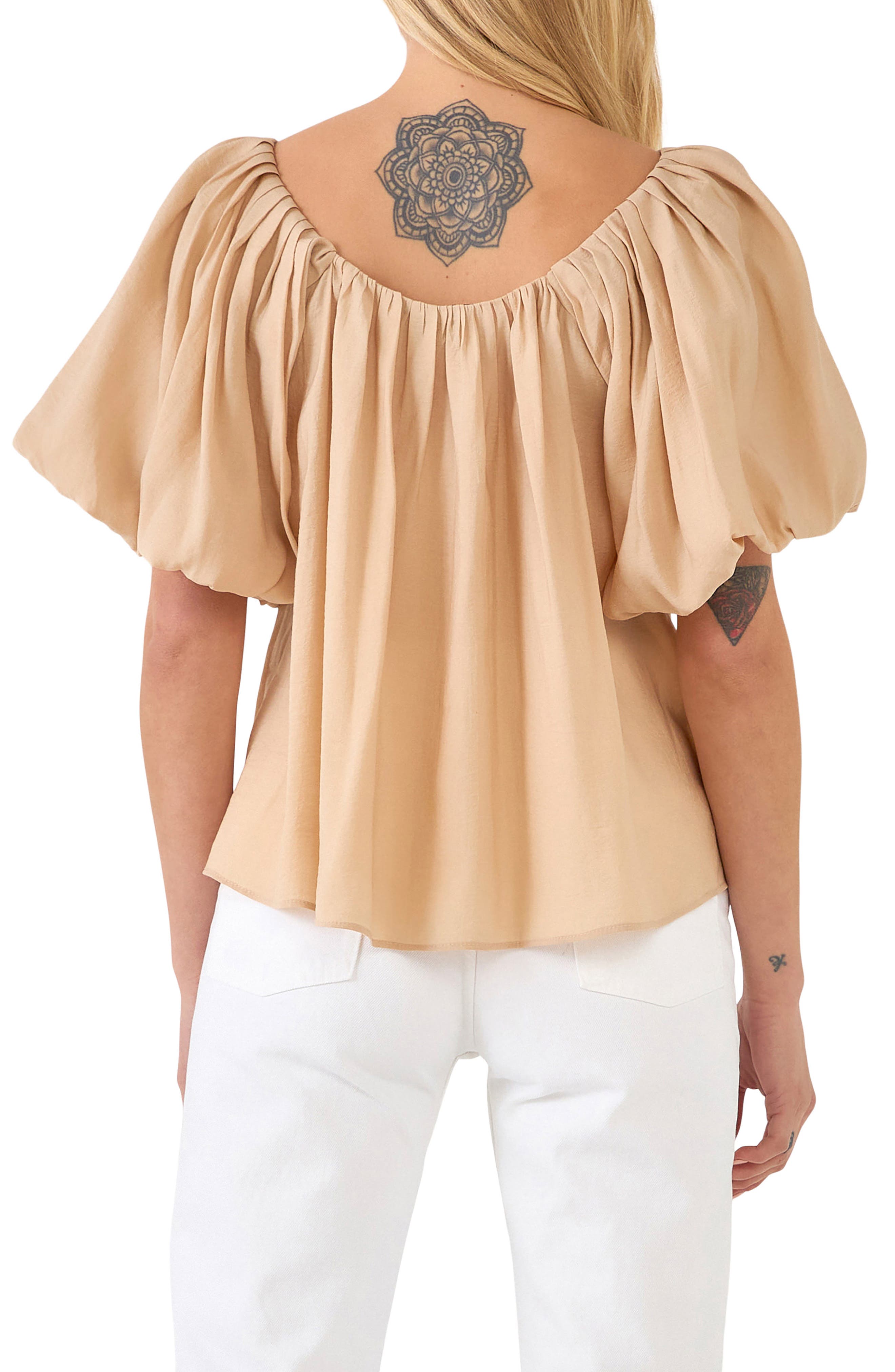 Pleated Puff Sleeve Blouse - image 2