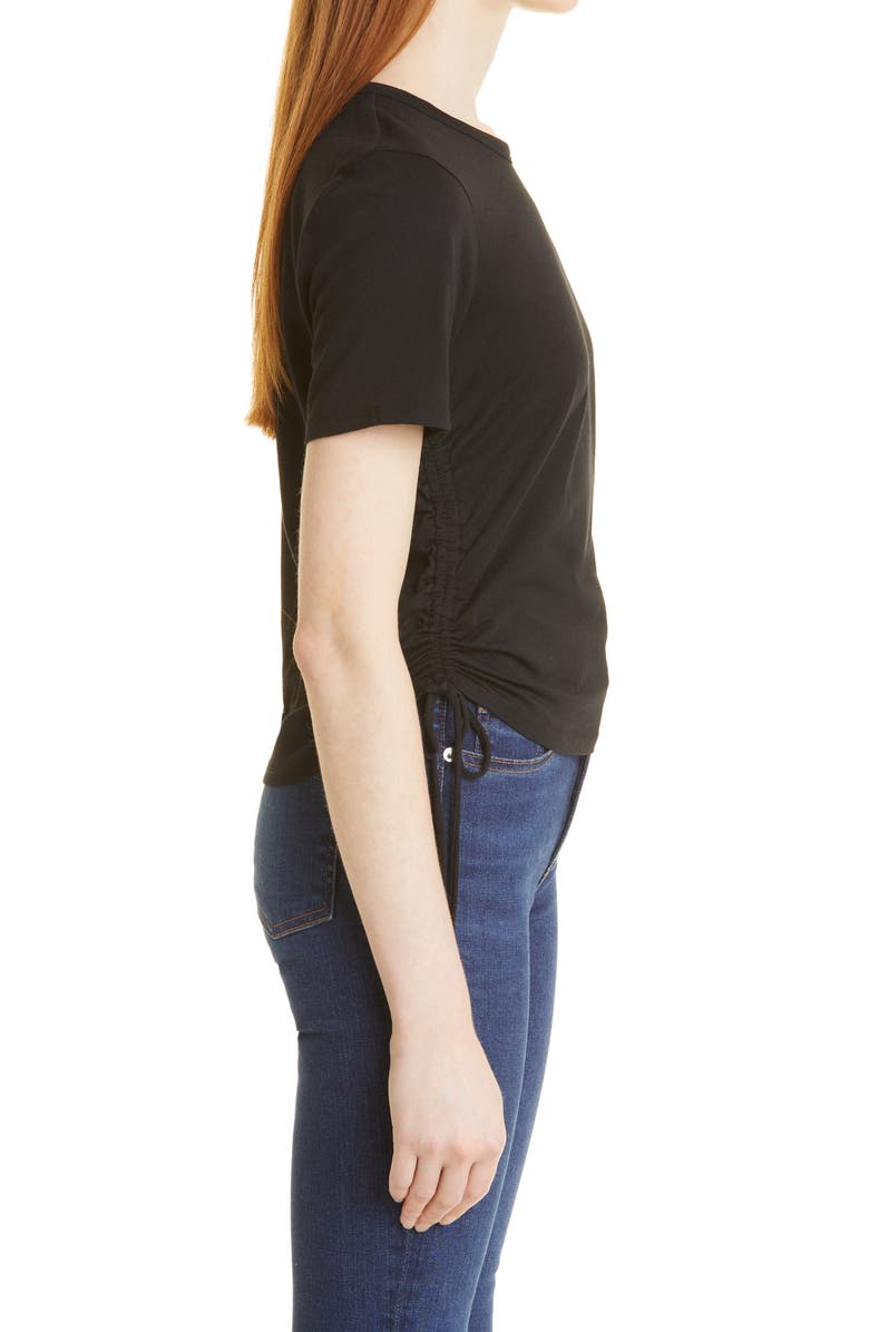 Veronica Beard Tazi Side Ruched Cotton T-Shirt, Alternate, color, Black