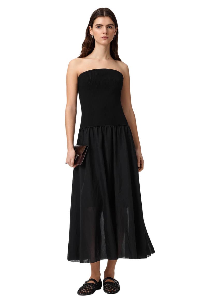 Tegan Strapless Dress, Alternate, color, BLACK