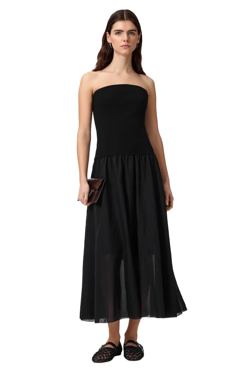AllSaints Tegan Strapless Dress, Alternate, color, Black
