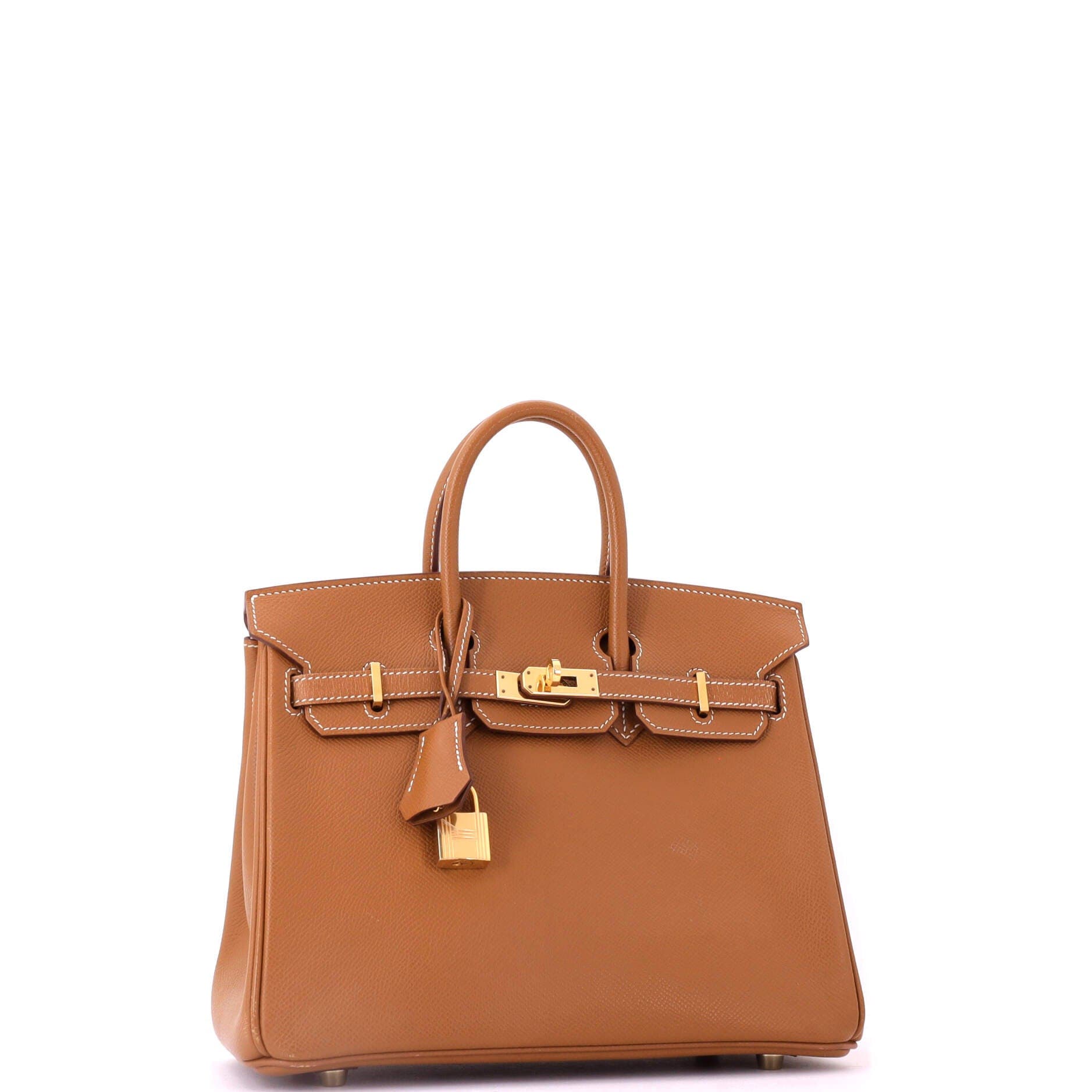 Pre-Owned Hermes Birkin Handbag Brown Epsom with Gold Hardware 25, Alternate, color, Gold