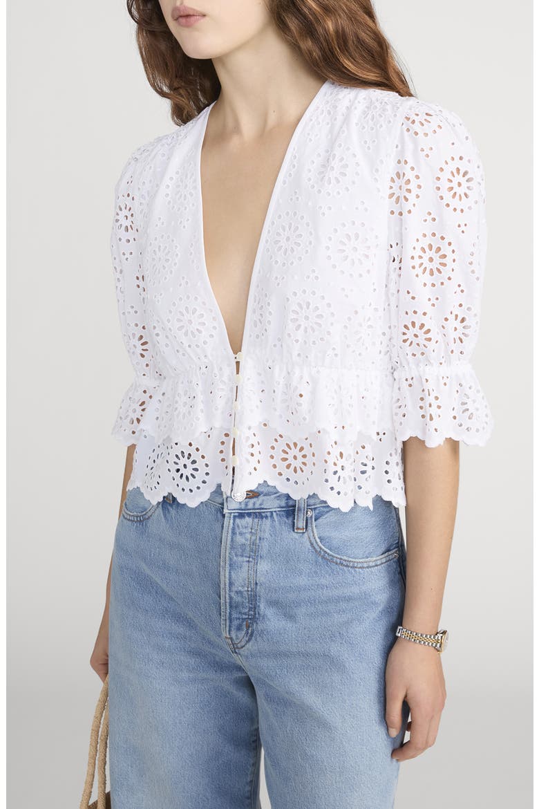 The Solstice Eyelet Cotton Top, Alternate, color, WHITE