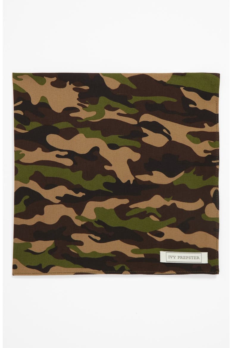 'Reflect Camouflage' Pocket Square, Main, color, IVY
