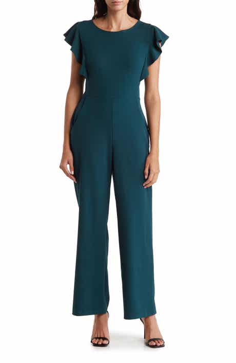 bebe Ruffle Scuba Jumpsuit