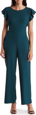 bebe Ruffle Scuba Jumpsuit