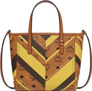 MCM Studded Toni Top-Zip Shopper in Mega Herringbone Visetos