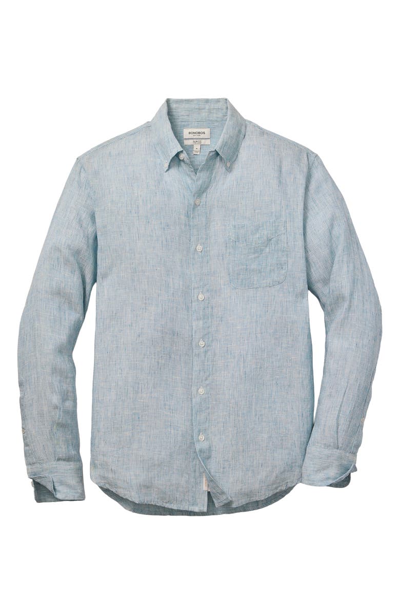 Bonobos Everyday Linen Slim Fit Button-Down Shirt, Alternate, color, Light Blue Sky