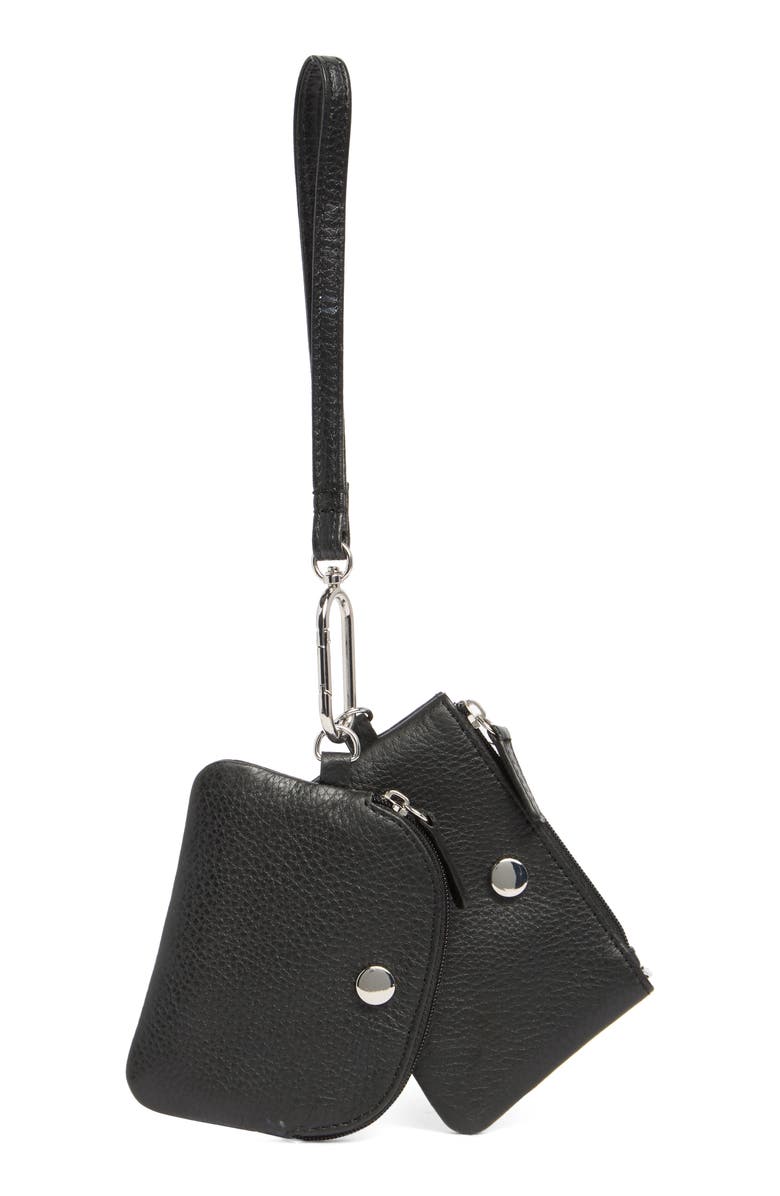 MUNDI SMALL LEATHER GOODS Kelly Wristlet & Coin Pouch, Main, color, Black