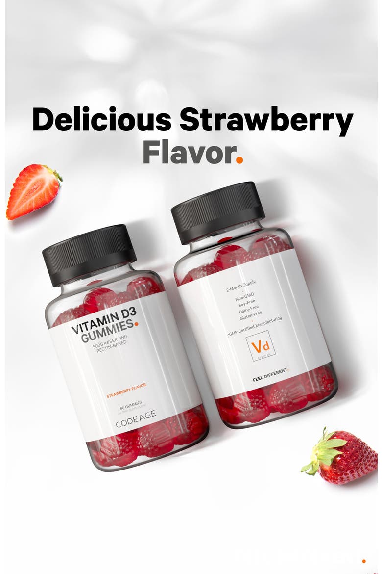 Vitamin D3 Gummies - Vitamin D 5000 IU Supplement, Alternate, color, White