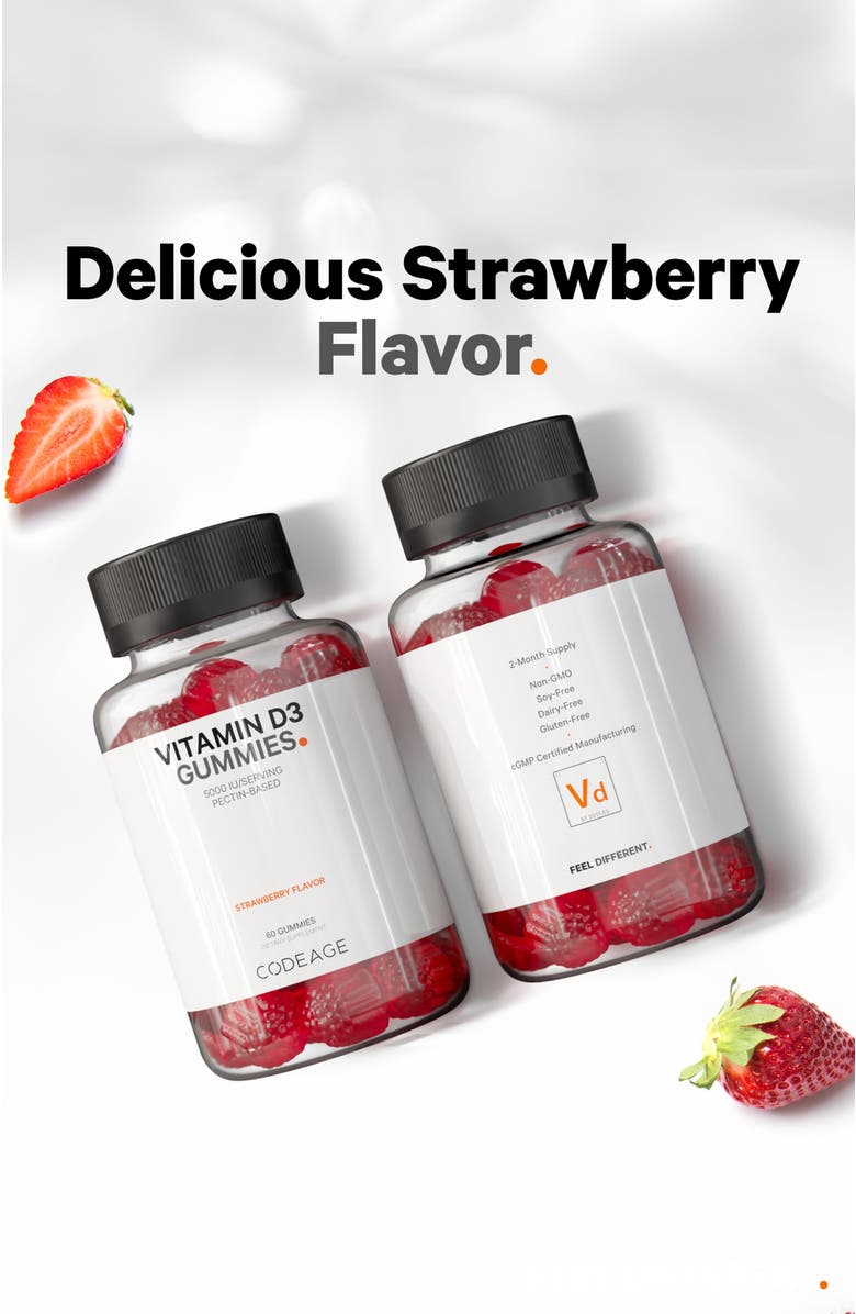 Codeage Vitamin D3 Gummies - Vitamin D 5000 IU Supplement, Alternate, color, White