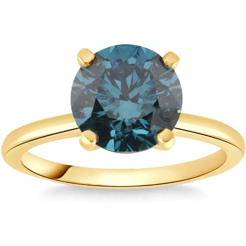 Bliss Diamond 1 1/2ct Round Blue Diamond Engagement Ring 14k Or Gold Lab Grown