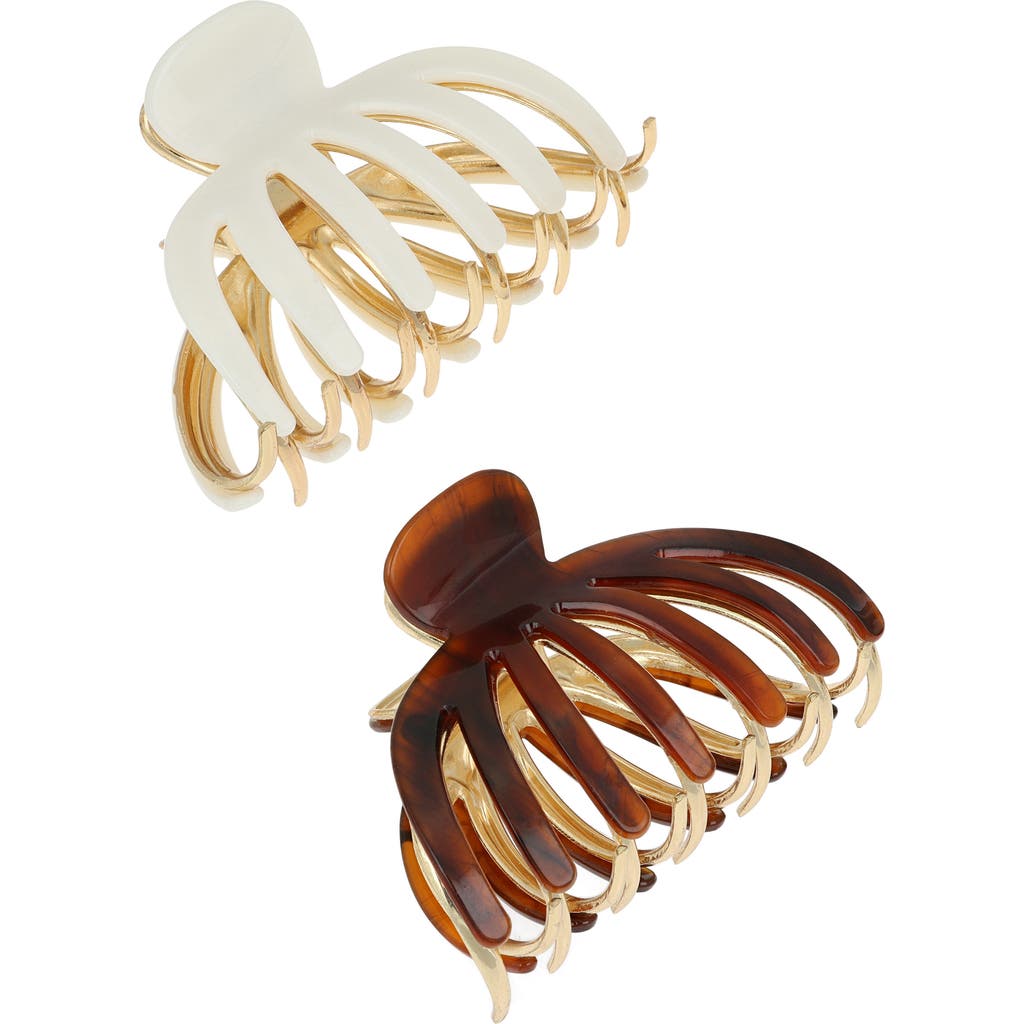 L. Erickson Aruba Assorted 2-Pack Claw Clips in Brown/White