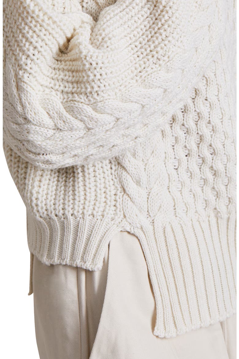 Nuevo Anni Merino Wool Fisherman Sweater, Alternate, color, CREAM