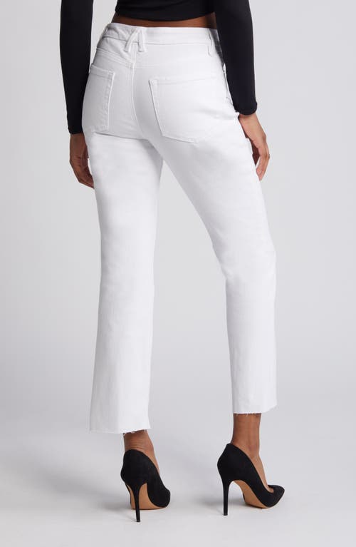 Good American Good Straight High Waist Raw Hem Straight Leg Jeans In White 037