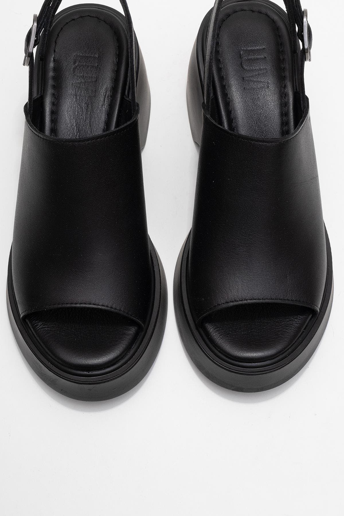 Forever & Always Shoes Power Leather Platform Wedge Sandals, Alternate, color, Black