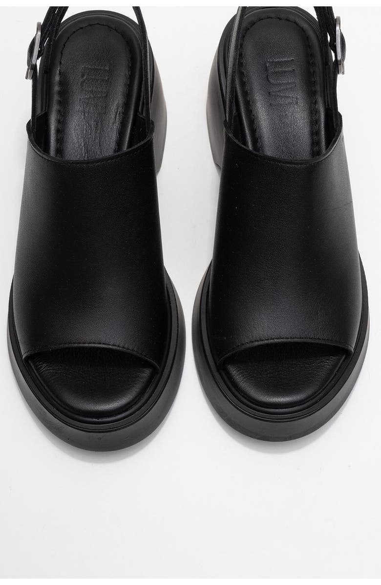 Forever & Always Shoes Power Leather Platform Wedge Sandals, Alternate, color, Black