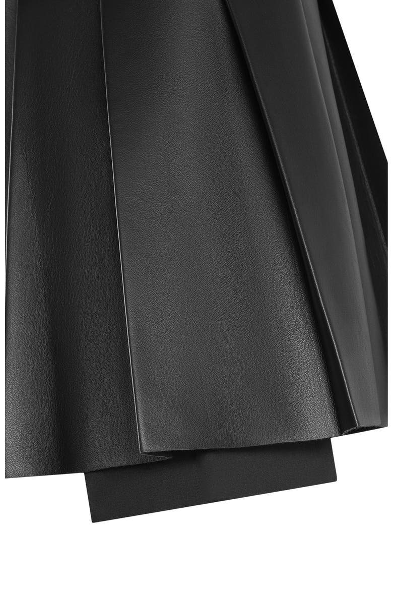 Juliette Leather Pleated Skort, Alternate, color, Black