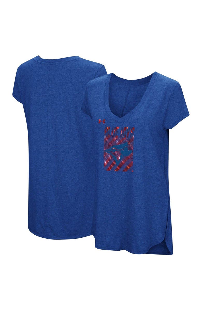 Under Armour Women's Under Armour Heathered Royal Toronto Blue Jays Pride Streak V-Neck Tri-Blend Performance T-Shirt, Main, color, 