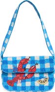 Collection XIIX Beaded Gingham Lobster Baguette Shoulder Bag