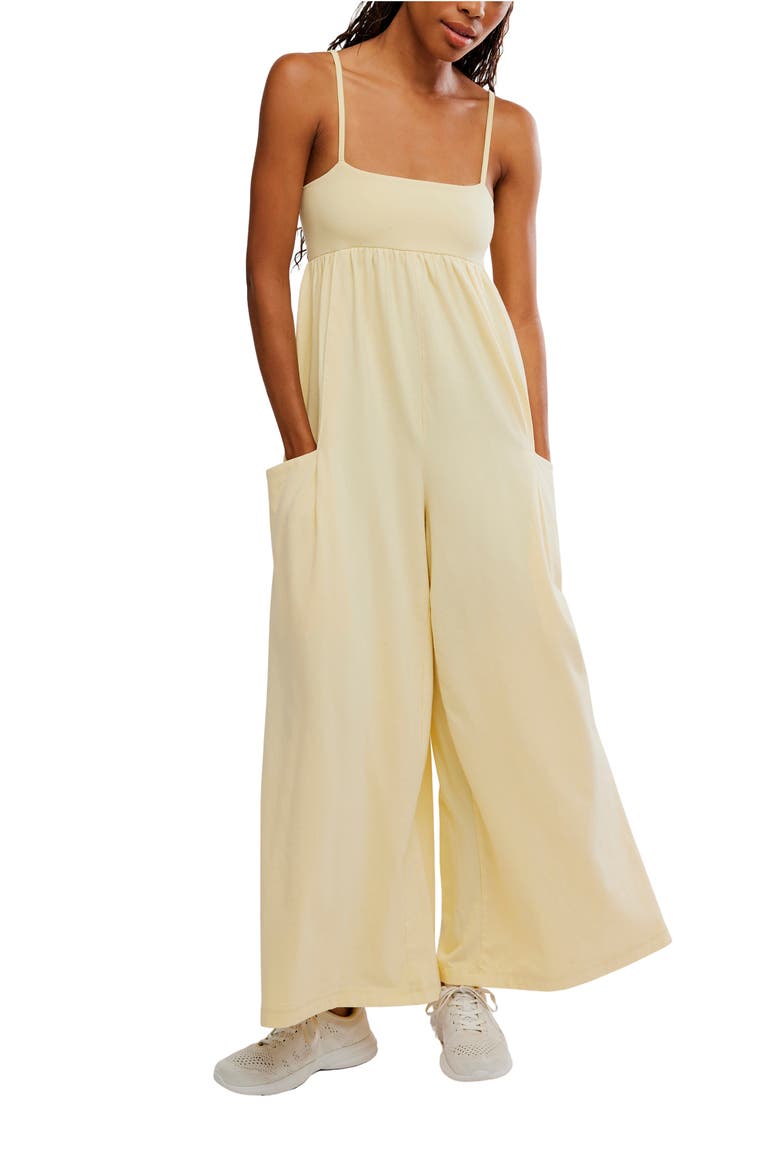 FP Movement Hot Shot Strappy Stretch Cotton Jumpsuit, Main, color, SUNLIT YELLOW