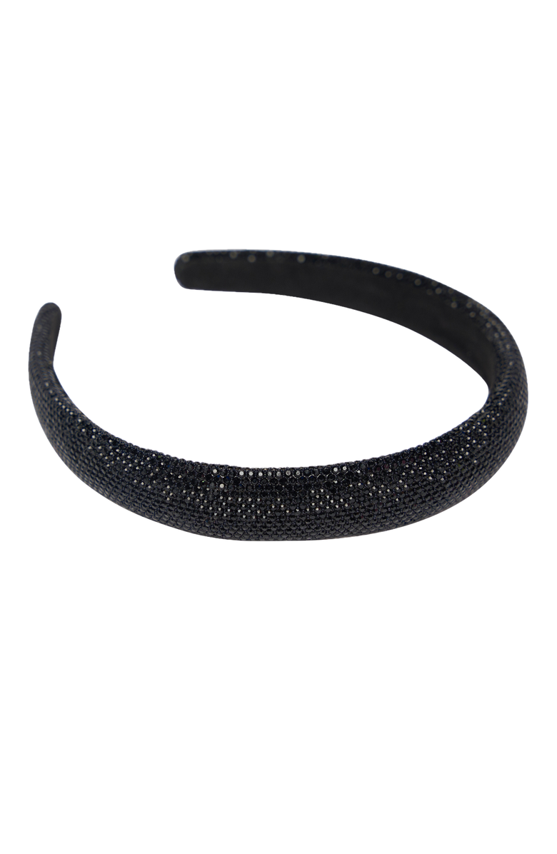 Malibu Sugar 1" crystal puff headband, Main, color, Black