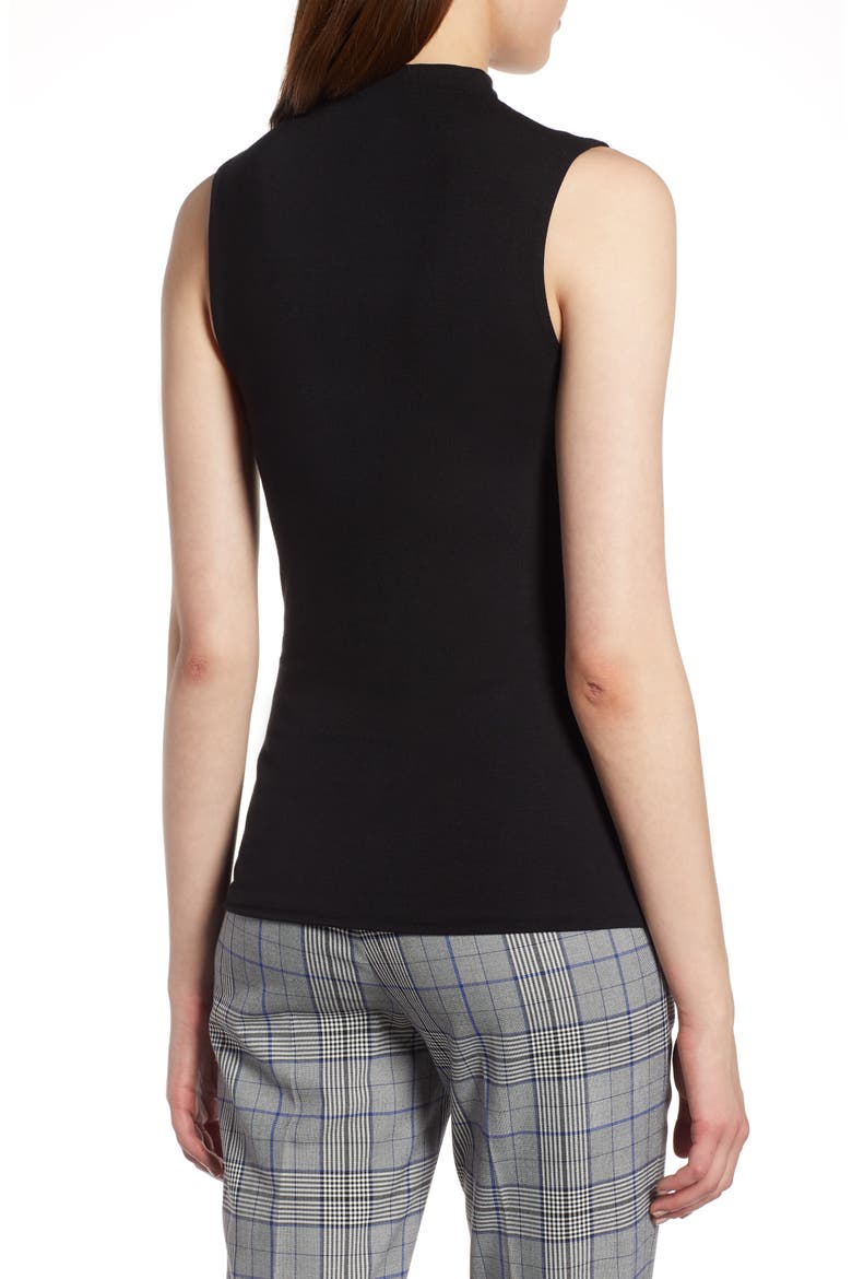 Jersey Funnel Neck Top, Alternate, color, BLACK