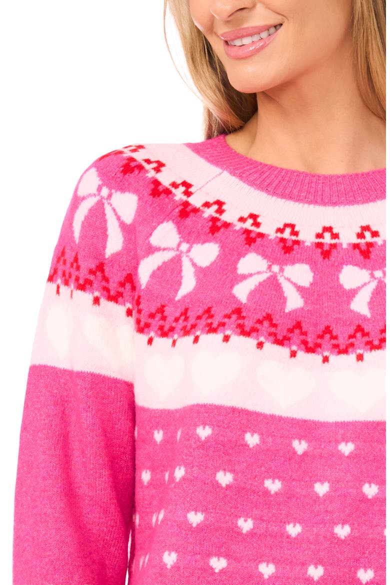 Heart Bow Fair Isle Sweater, Alternate, color, PARADOX