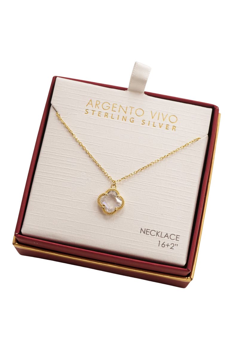 Cubic Zirconia Quatrefoil Pendant Necklace, Alternate, color, GOLD