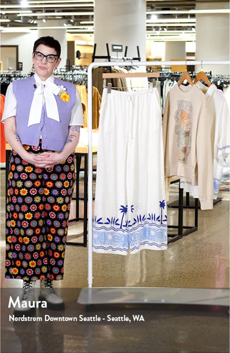 Santorini Border Print Palazzo Pants, sales video thumbnail