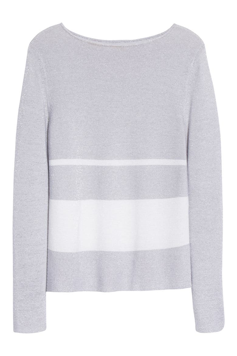 Metallic Stripe Wool Blend Sweater, Alternate, color, GREY