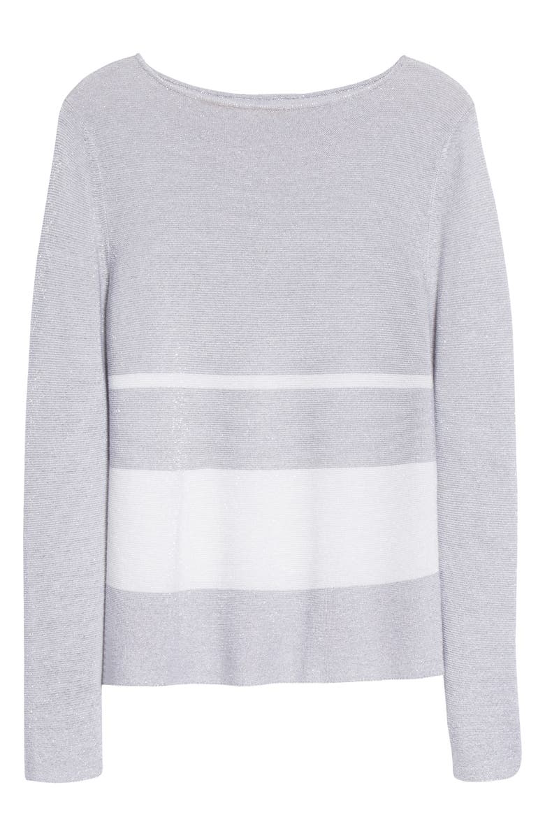 Fabiana Filippi Metallic Stripe Wool Blend Sweater, Alternate, color,