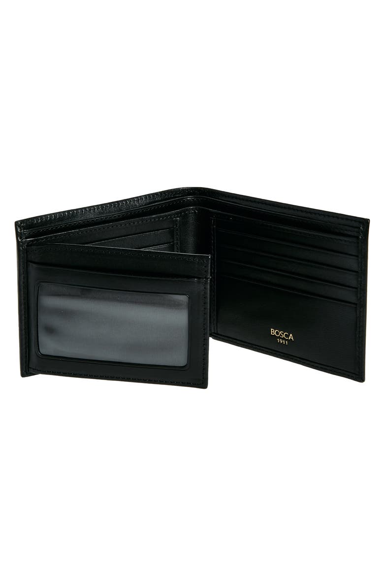 ID Flap Leather Wallet, Alternate, color, BLACK