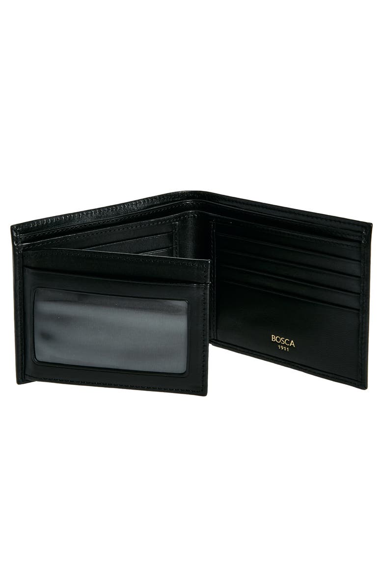 Bosca ID Flap Leather Wallet, Alternate, color, Black