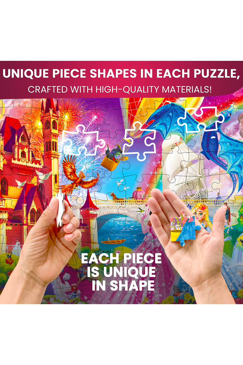 3xSet Floor Kids Jigsaw Puzzles - Unicorn & Princess, Ocean & Forest, Alternate, color, Princess & Unicorn