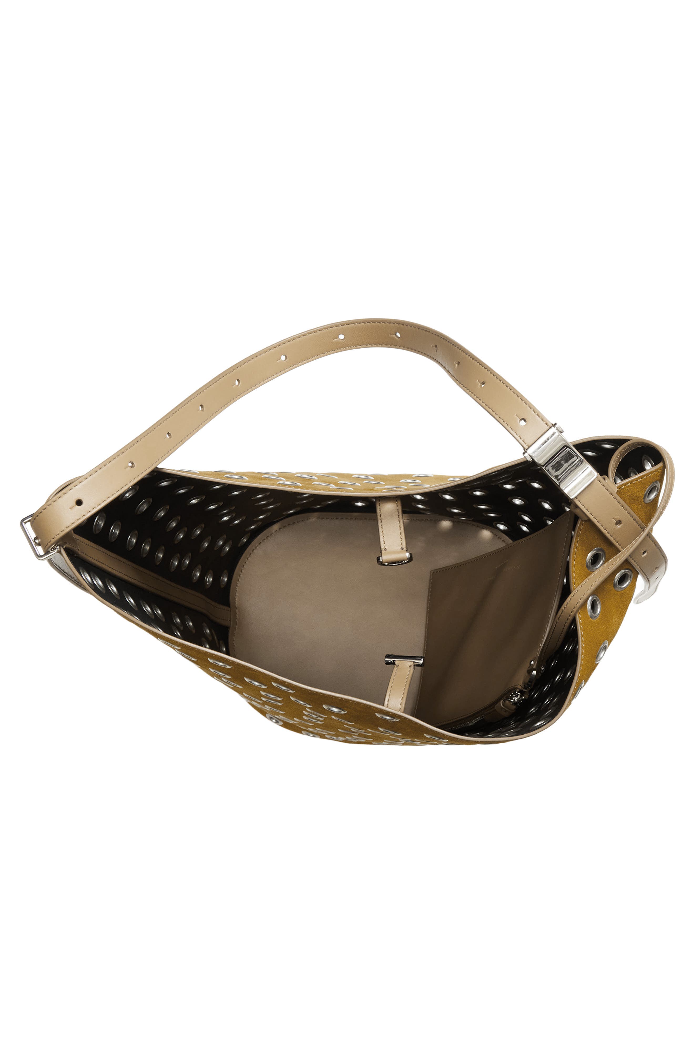 Brant Grommet Leather Bucket Bag, Alternate, color, HAZELNUT