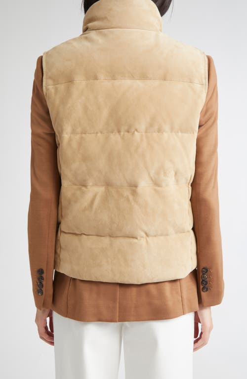 Eleventy Suede Down Vest In Neutral