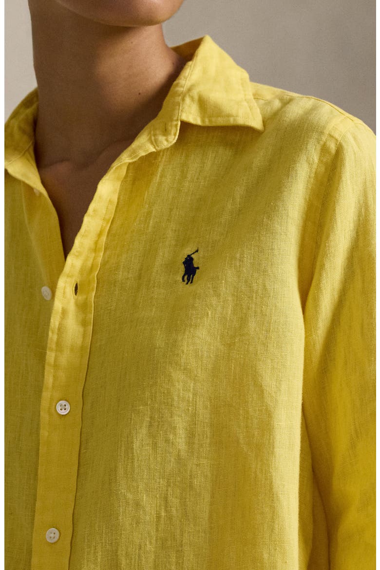 Classic Fit Linen Button-Up Shirt, Alternate, color, OASIS YELLOW