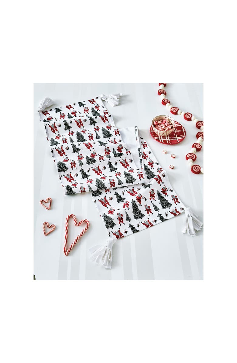 tag Oh What Fun Dancing Santa Table Runner Red Multi Cotton, Alternate, color, Red