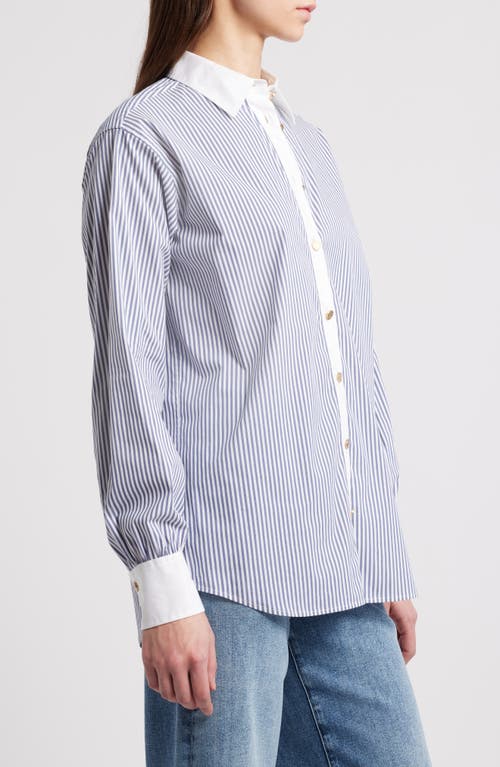 Frame The Borrowed Button-up Shirt In Dark Chambray Multi