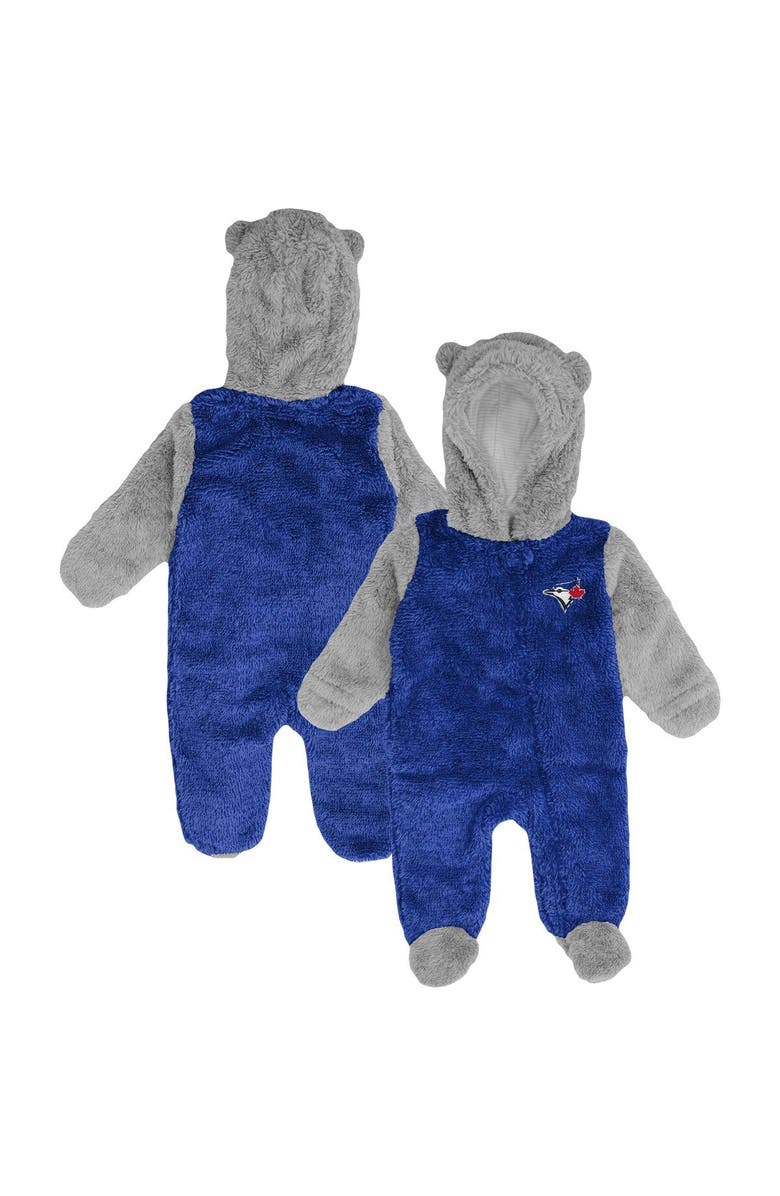 Outerstuff Newborn and Infant Royal/Gray Toronto Blue Jays Game Nap Teddy Fleece Bunting Full-Zip Sleeper, Main, color, 