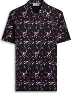 Bugatchi Hendrix Leaf Print Pima Cotton Polo