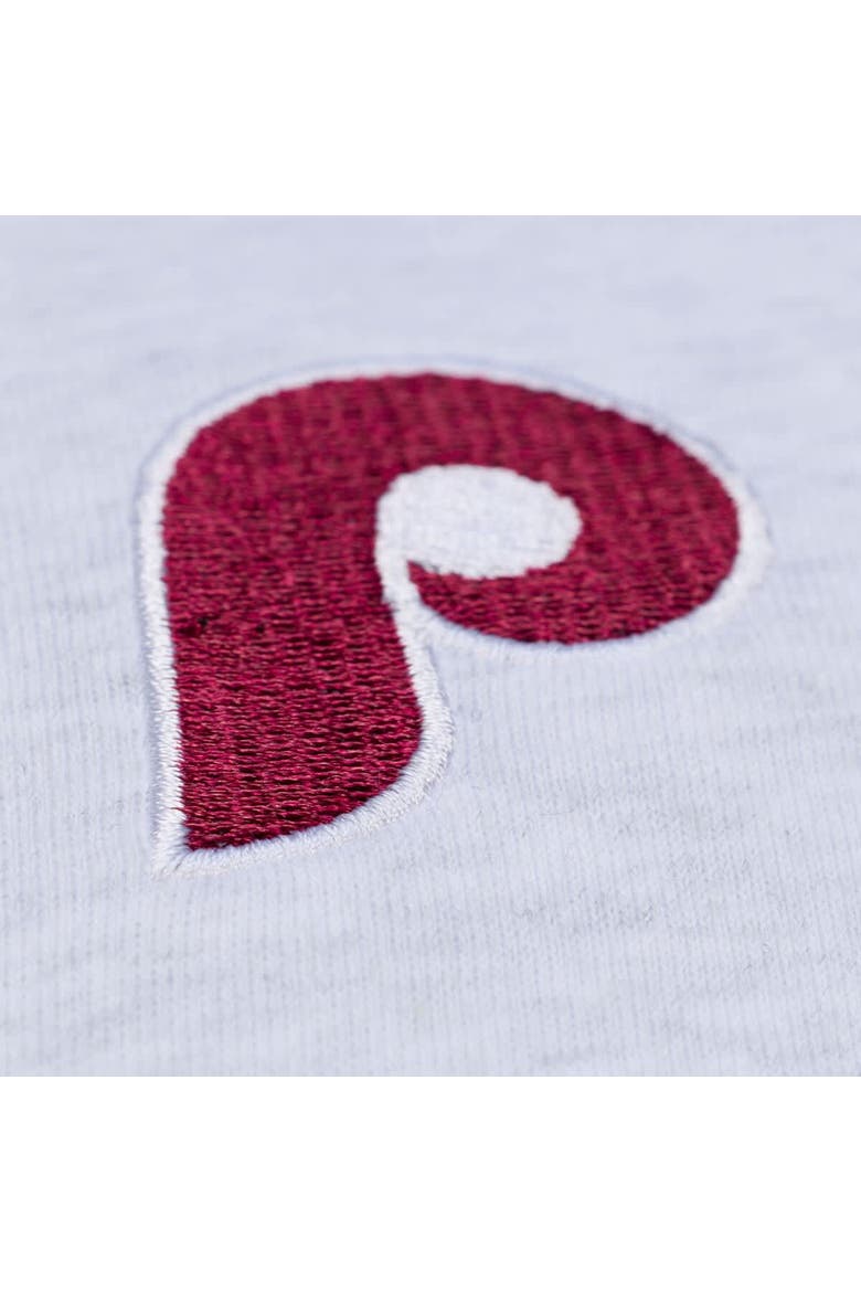 Women's Mitchell & Ness  Heather Gray Philadelphia Phillies Script Cropped Boxy T-Shirt, Alternate, color, Heather Gray