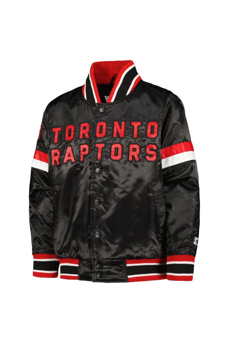 Youth Starter Black Toronto Raptors Home Game Varsity Satin Full-Snap Jacket, Alternate, color, Black