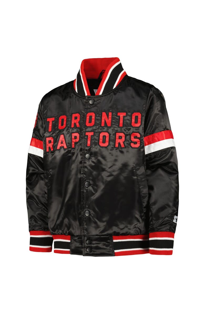 STARTER Youth Starter Black Toronto Raptors Home Game Varsity Satin Full-Snap Jacket, Alternate, color, Black