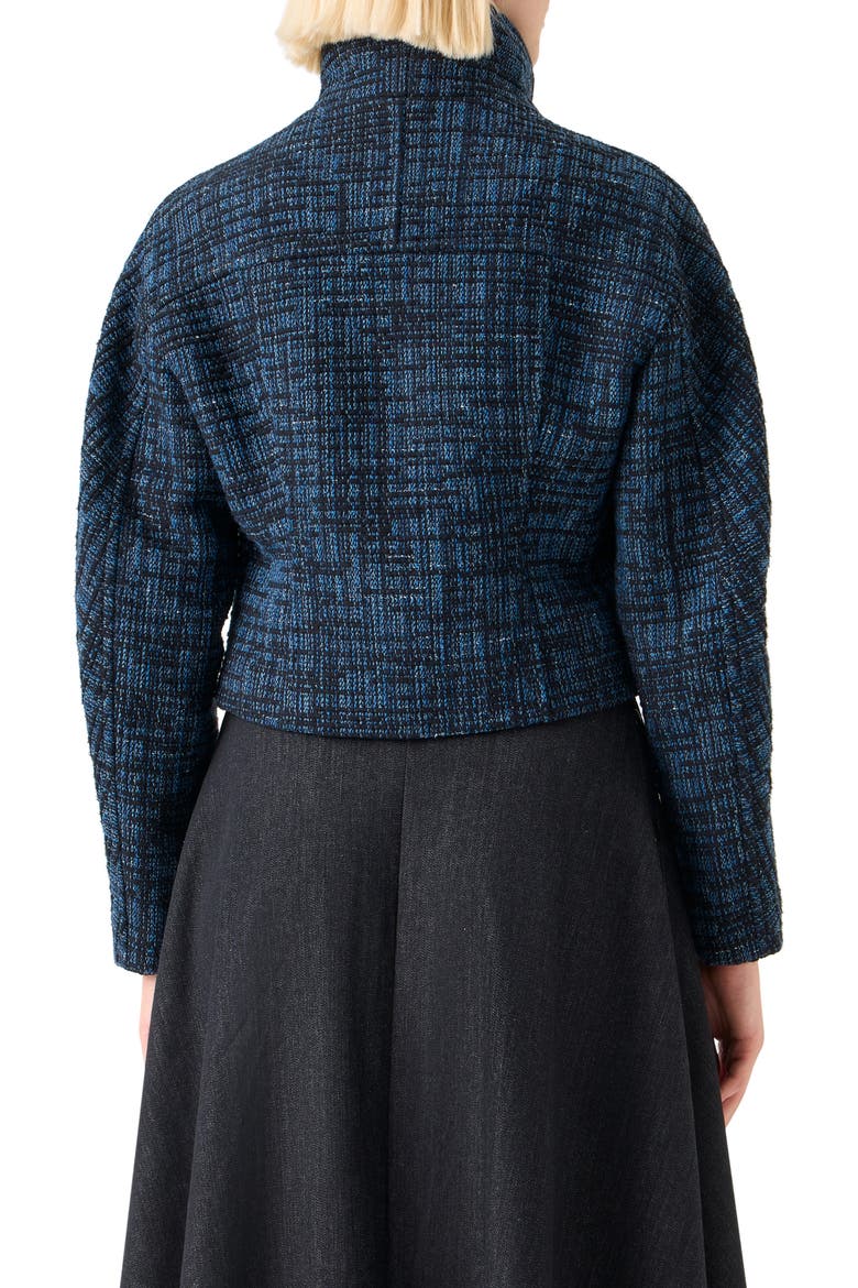 Tweed Crop Jacket, Alternate, color, MEDIUM BLUE DENIM-BLACK